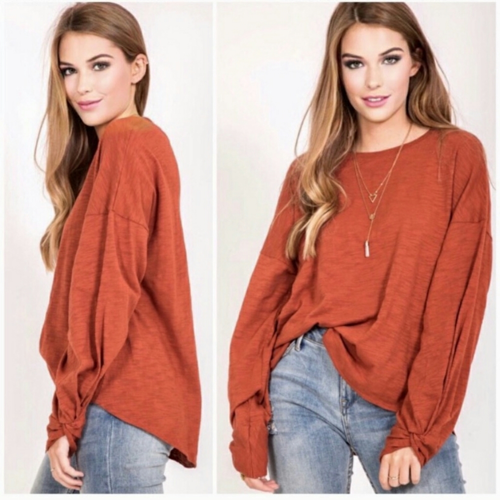 Love Riche rust colored long sleeved cotton top size Medium